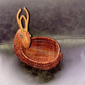 Reindeer Vintage Wicker Basket, previously owned, good condition